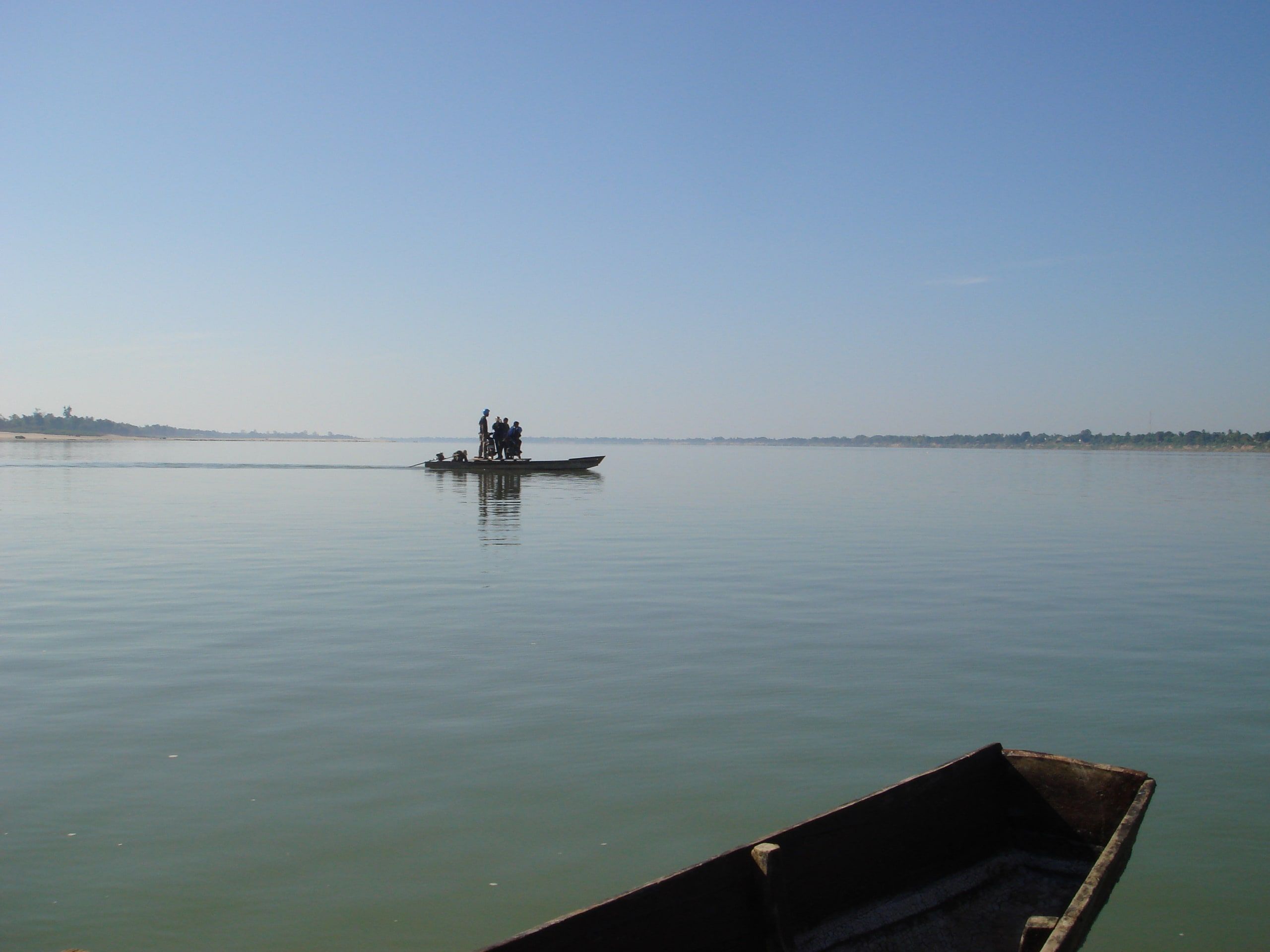 A boat on the Mekong near Champasak in the early morning