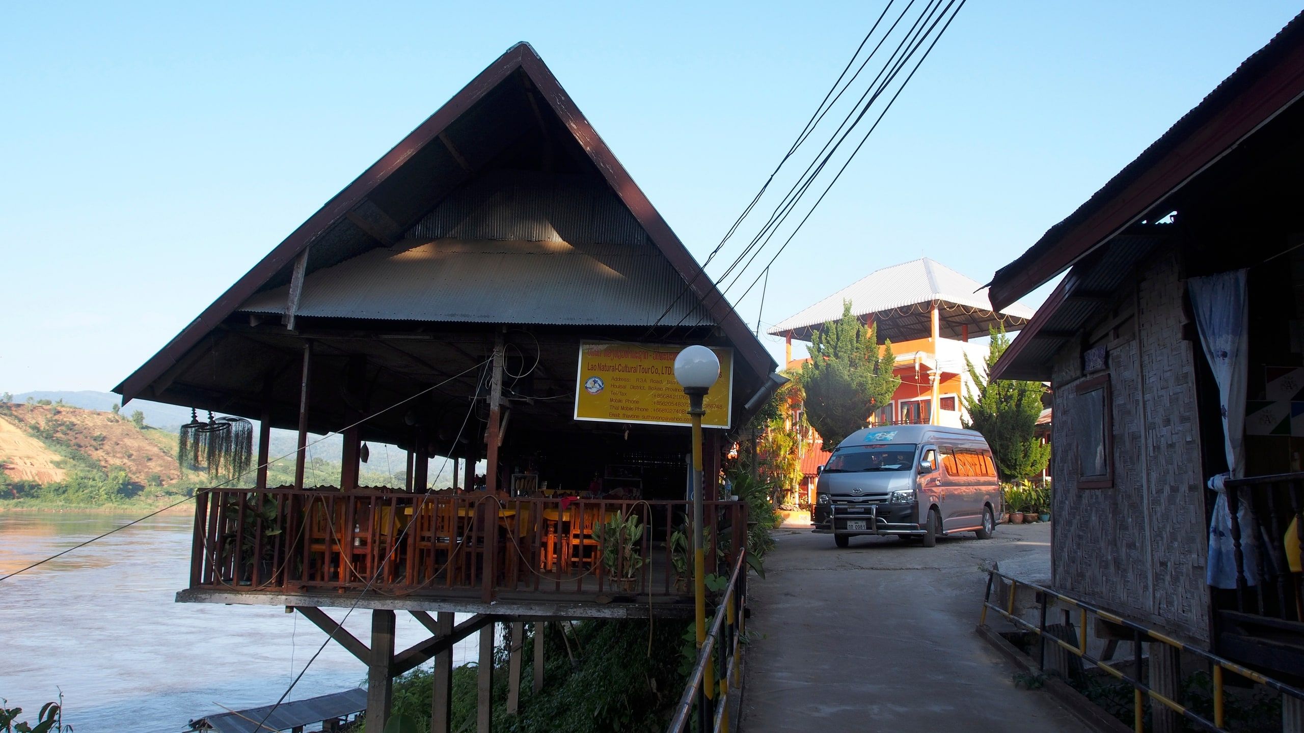 A stilted restaurant by the Mekong in Huay Xai